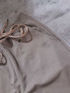 Beige Cargo- Style Trackpants Women