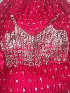 🔥 Hot Pink Mirror Work Lahenga 🔥