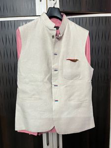 White Nd Pink Koti Dress