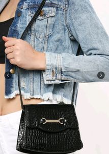 Twenty Dresses Black Textured Structured Bag..