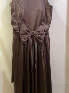 Elegant Brown Dress with Bow Detail