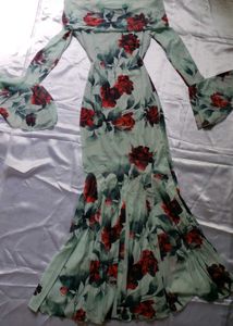 Floral Print Off-the-Shoulder Maxi Dress