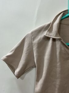 Beige Ribbed Crop Top | New, Unused