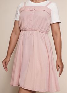 Pink Button-Front Dress