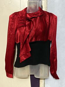Pintrest Korean Silk Red & Black Top