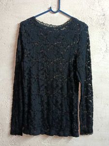 Ladies See-through Fashion Lace Top Black 🖤