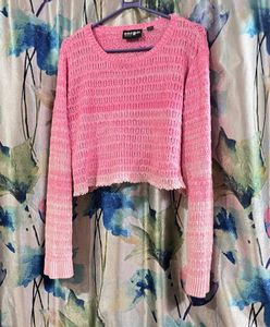 Pink Knit Crochet Top