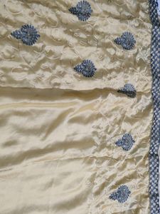 Beige Colour Embroided Saree