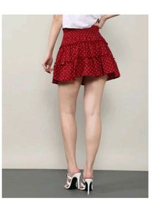 Red Polka Dot Tiered Skirt