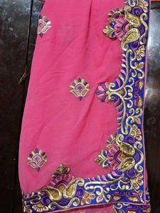 Pink Embroidered Saree
