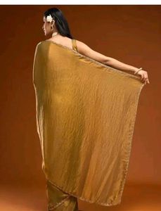 Elegant Gold Saree with Embellished Border