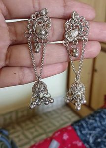 Silver Jhumka Earrings
