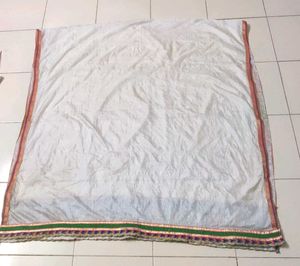 Embroidered White Navratri Dupatta