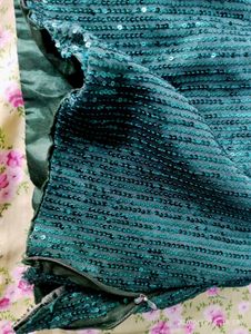 Green Sequin Saree