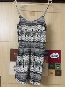 Backless Cute Printed Romper with pockets