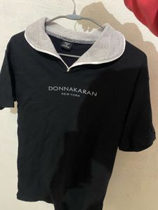 DNKY Black Tshirt With Stylish Collar