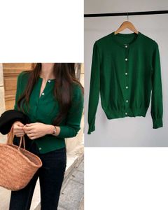 Green Button-Down Cardigan