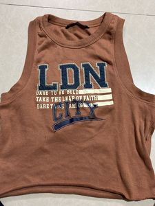Trendy Brown Graphic Tank Top