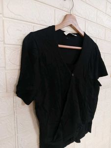 Cute Black Wrap Top