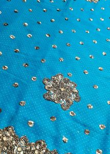 Blue handwork Saree with blouse piece