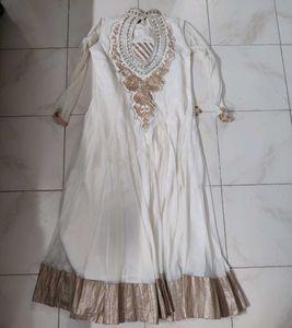 Elegant White & Gold Anarkali Suit