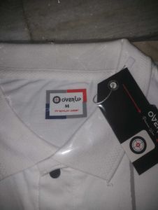 Overup White Polo - Size M Premium Quality 🙇🏻