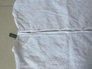 White Eyelet Button-Up Top