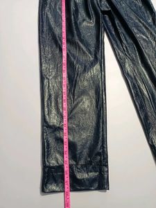 Mango Blue Faux Leather Pants Free Size 28 to 34