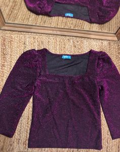 Sparkly Purple Puff Sleeve Top