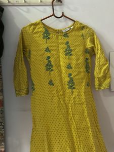 Yellow Embroidered Kurti
