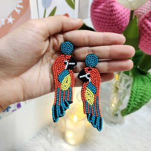 Handmade Parrot Beaded Earrings🦜