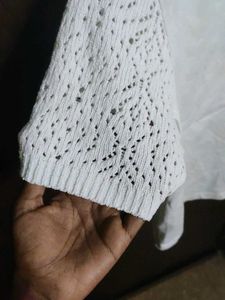 White Crochet Sleeve Top