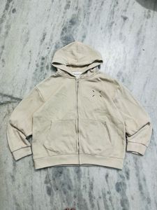 Beige Zip-Up Hoodie