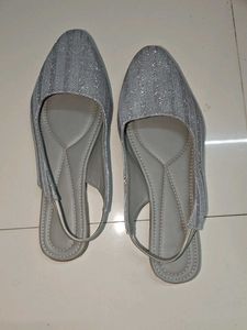Sparkling Silver Slingback Flats