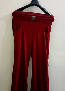 Red Ruffle One-Shoulder Top With Match Pants💞