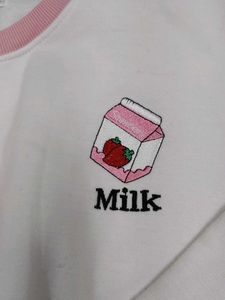 Cute Pink &amp; White 'Milk' Sweatshirt
