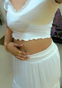 Ethnic White Skirt