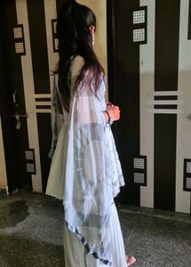 Elegant White Embroidered Sharara Suit