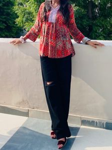 Boho Print Red Short Kurti