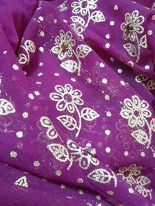 glitter Floral Purple saree
