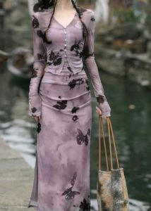 Floral Mesh Dress Set