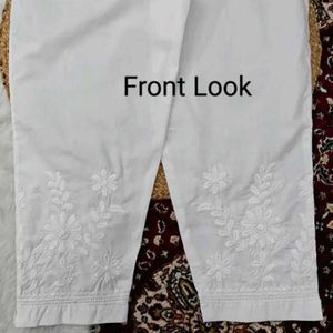 Women&#39;s White Chikankari Embroidered Pant
