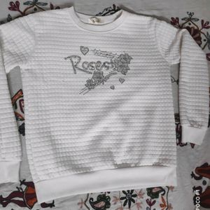 Women White Round Neck Sweater.... G &amp; J Brand...