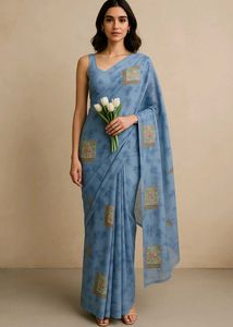 Blue Floral Motif Saree 💙