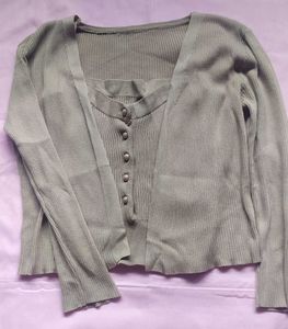 Beige Cardigan Set