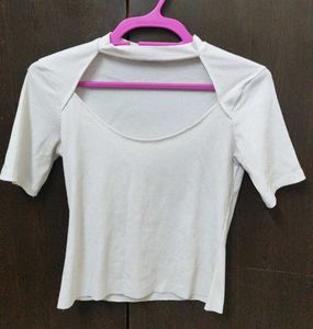 White Cut Out Top