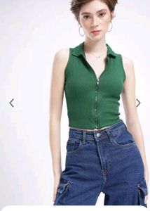 Green Collared Top