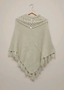 Cozy Knit Poncho with Button Detail