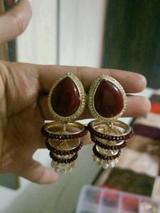 Maroon Earring
