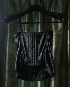 Black Lace Trim Corset Top